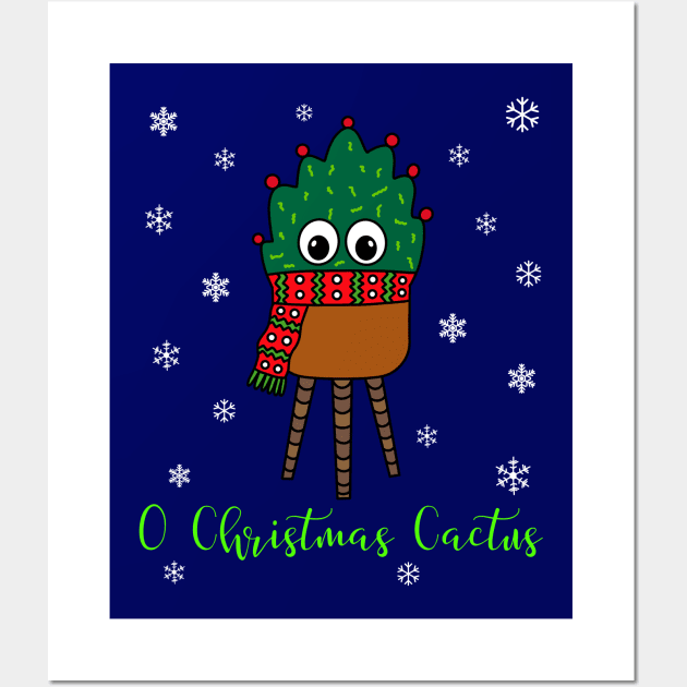 O Christmas Cactus - Christmas Cactus With Scarf Wall Art by DreamCactus